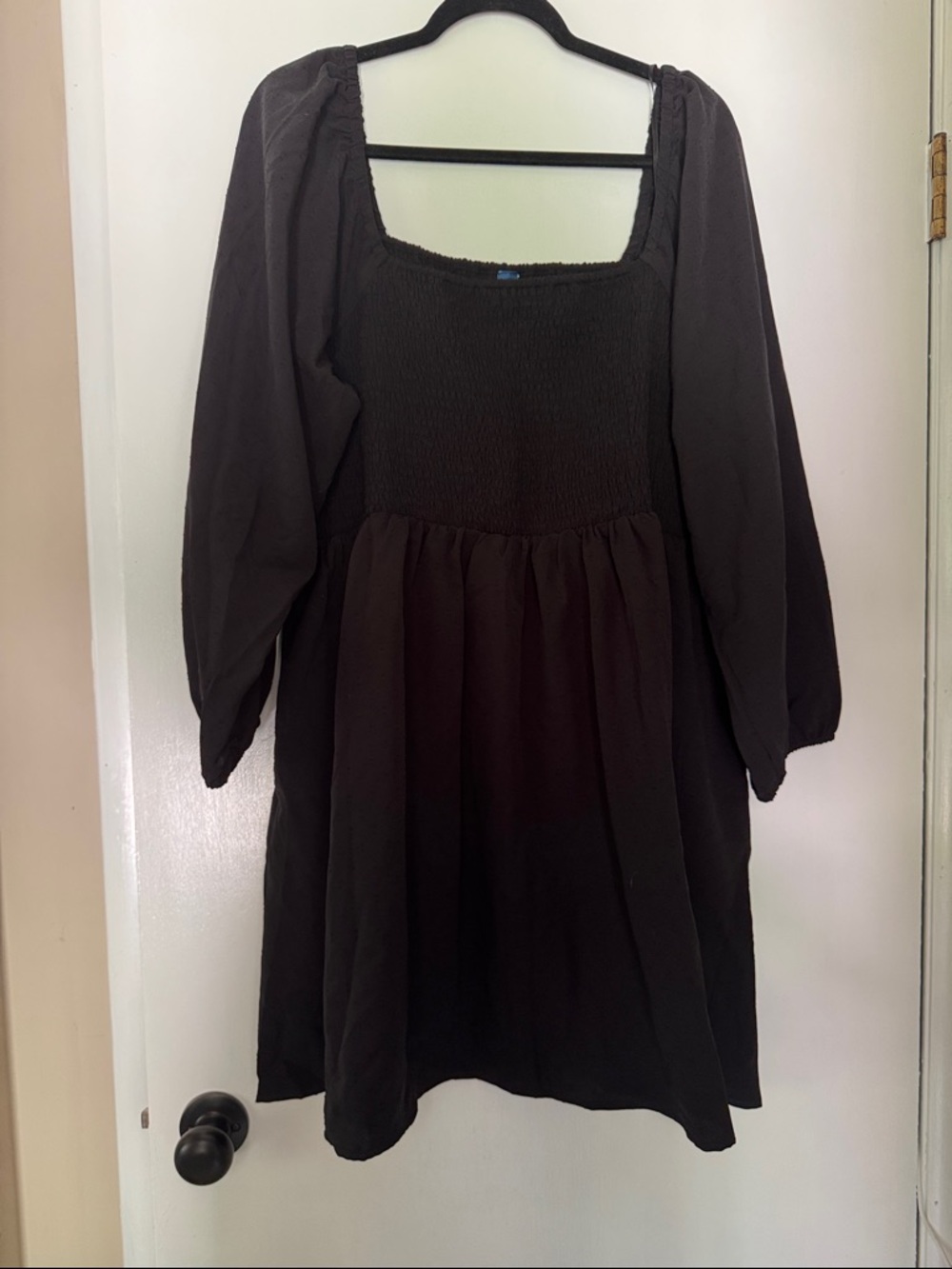 Old Navy Black Midi Dress with Smocked Bodice
